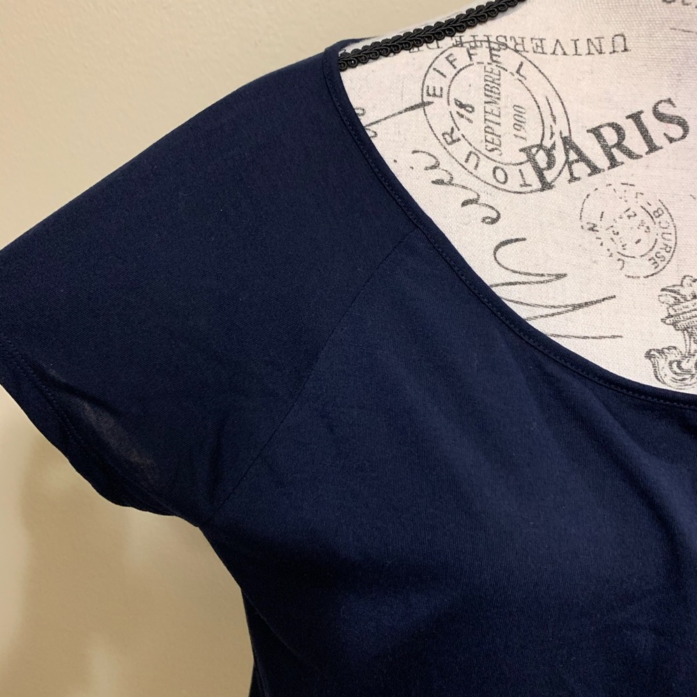 Chaps Navy Blue Short Sleeve Large Top - Picture 4 of 11